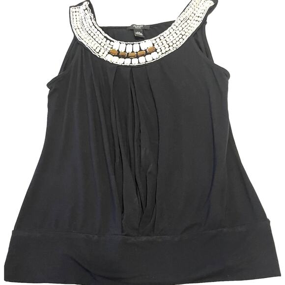 ALFANI SLEVELESS ROUND NECK BLOUSE, WOMENS, P/S, PULL-OVER, RHINESTONES/JEWELS - Picture 1 of 15